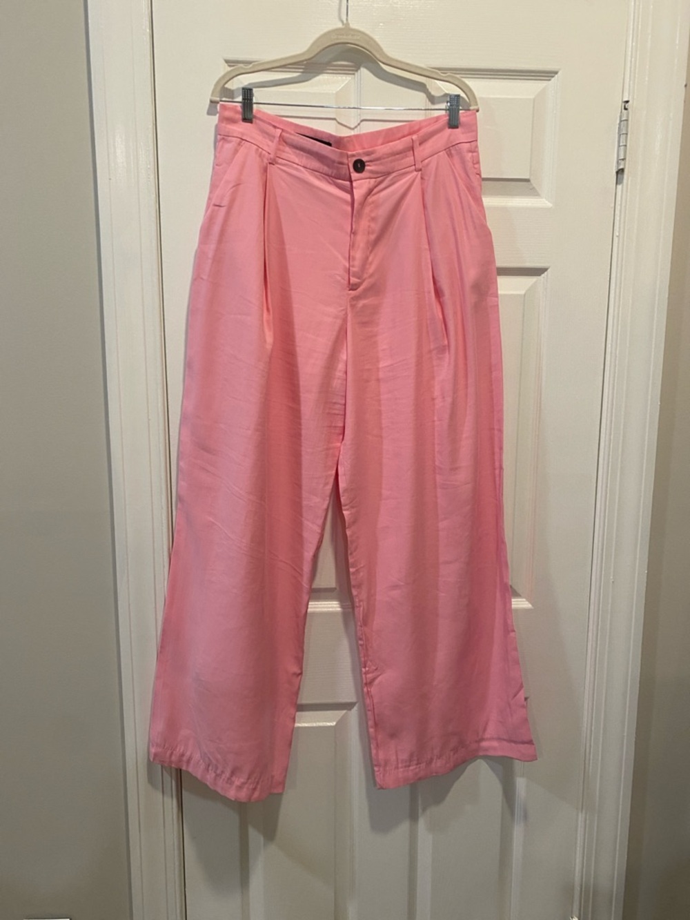 Zara Pink Wide-Leg High-Rise Trousers - Picture 3 of 6